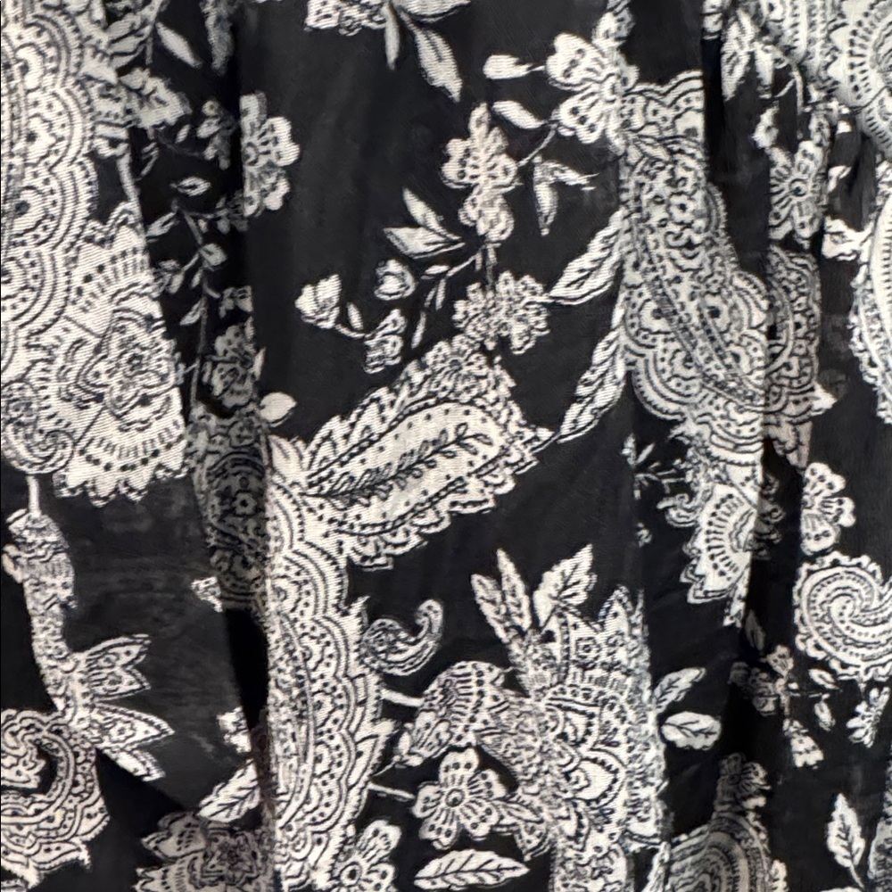 Primark Black and Gray Paisley Print Tie Front Dress Size 10 - Picture 4 of 9